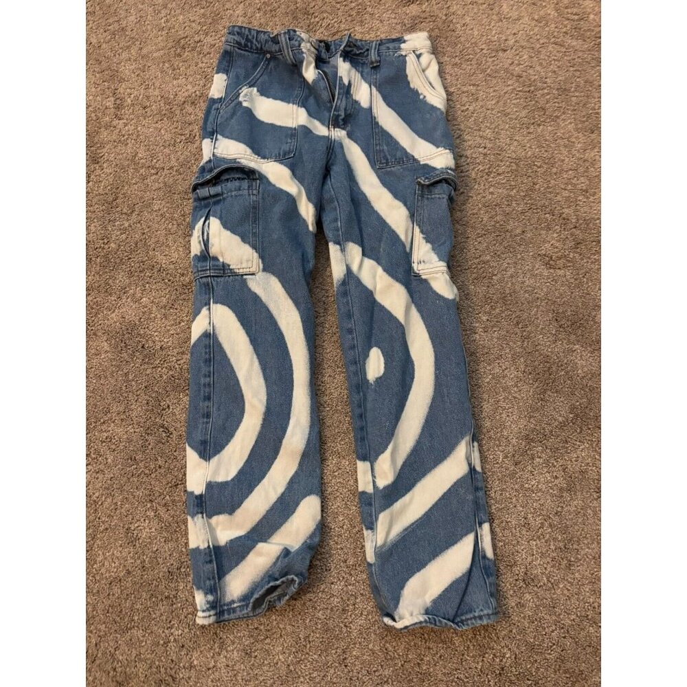 Simple Society Super High Rise Cargo Boyfriend Jeans Bleach 9/29 90's Style Y2K